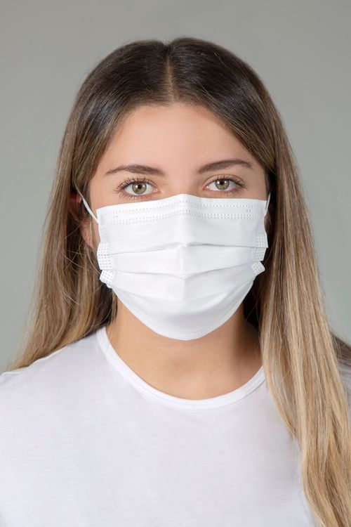 TAPABOCAS BLANCOS ANTIFLUIDOS X50 UNIDADES