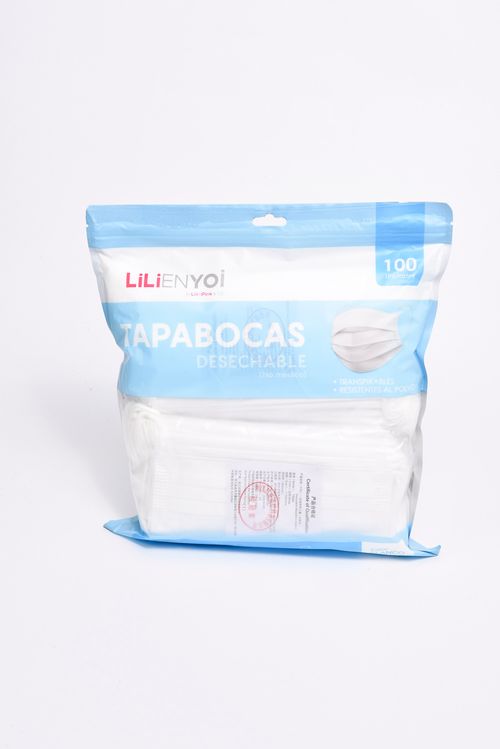 TAPABOCAS BLANCO PARA ADULTO X100 PIEZAS