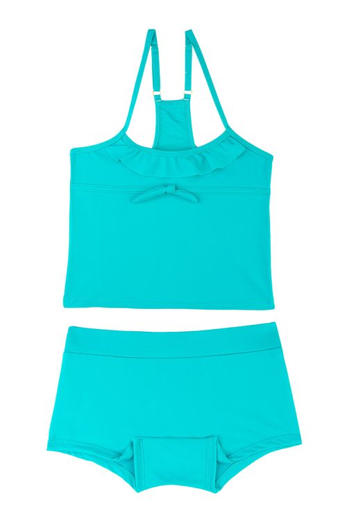 VESTIDO DE BAÑO TANKINI PARA NIÑA VERDE JADE