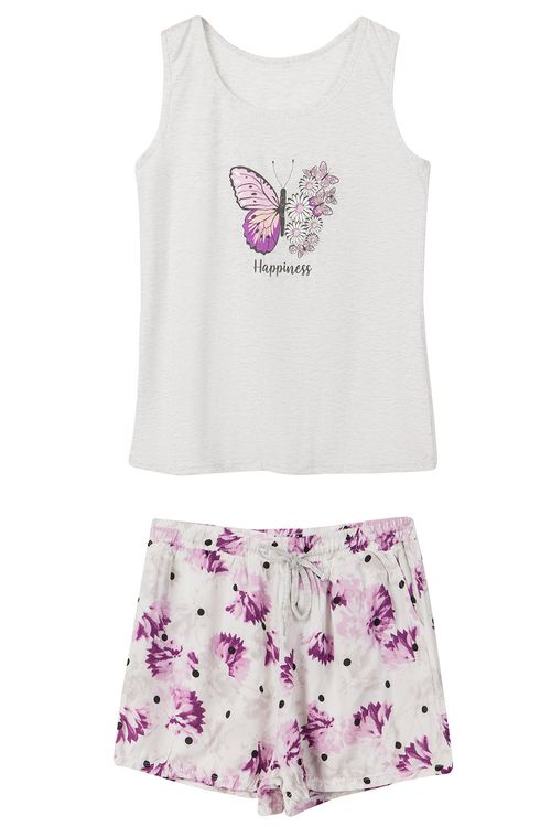 CONJUNTO DE PIJAMA TRANSPIRABLE EN ALGODÓN CON PANTALÓN CORTO Y CAMISETA SISA