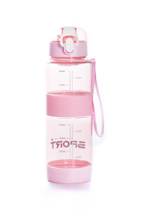 BOTELLA PLASTICA 600ML ROSADO CLARO