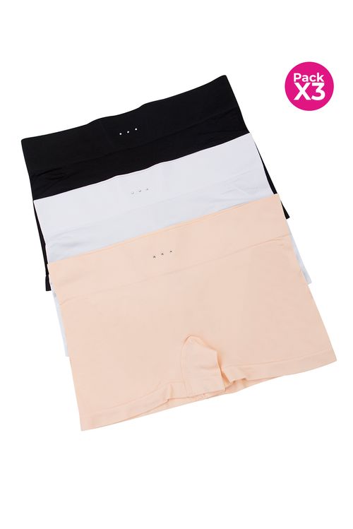 Paquete x3 panty tipo bóxer en algodón seamless