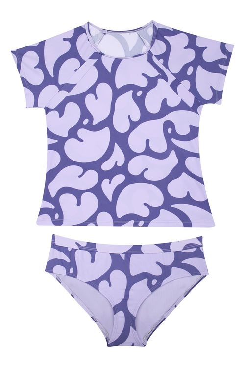 Vestido de baño dos piezas en microfibra para niña