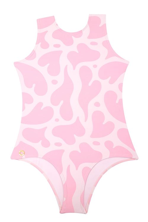 Vestido de baño tipo enterizo en microfibra para niña