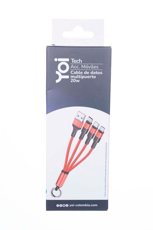 Cable de datos multipuertos 20W IOS y Android