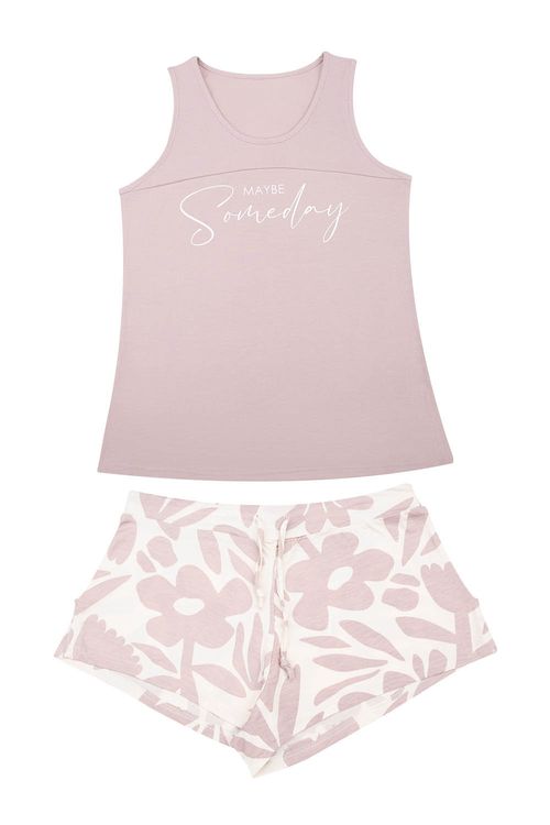 Conjunto de pijama manga sisa con cuello redondo