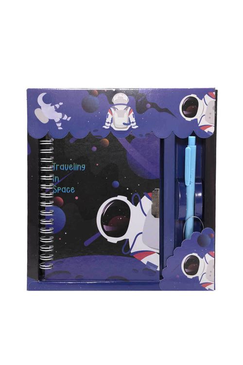 Set de cuaderno + esfero con diseño de espacio