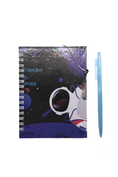 Set de cuaderno + esfero con diseño de espacio