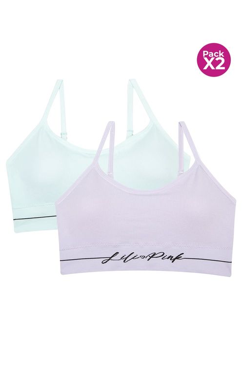 Top con copas seamless y tiras ajustables x2 unidades