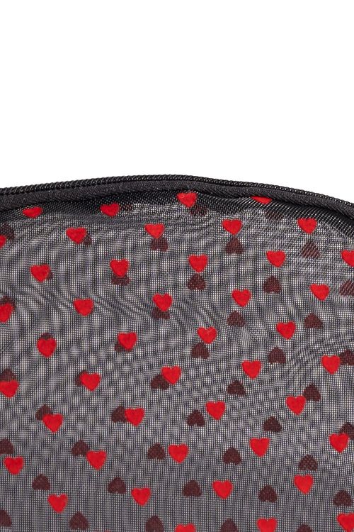 Cosmetiquera redonda con diseño de corazones