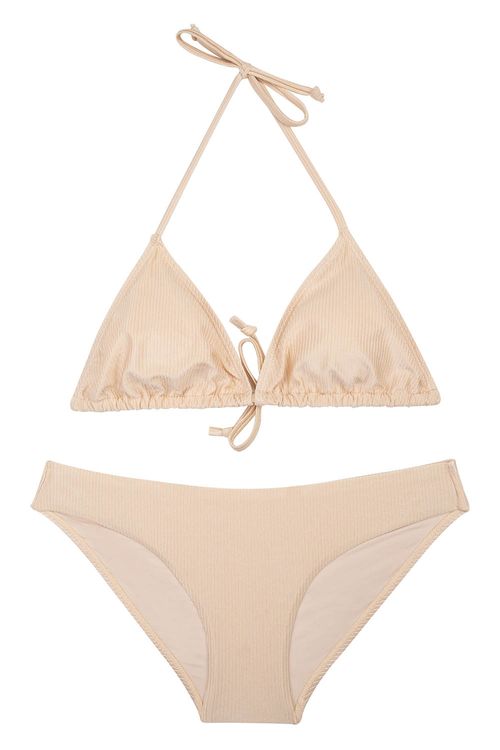 Vestido de baño tipo  bikini con efecto satinado