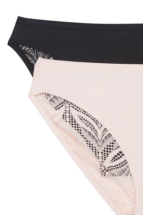 Panty en encaje y microfibra tipo hipster paquete x2