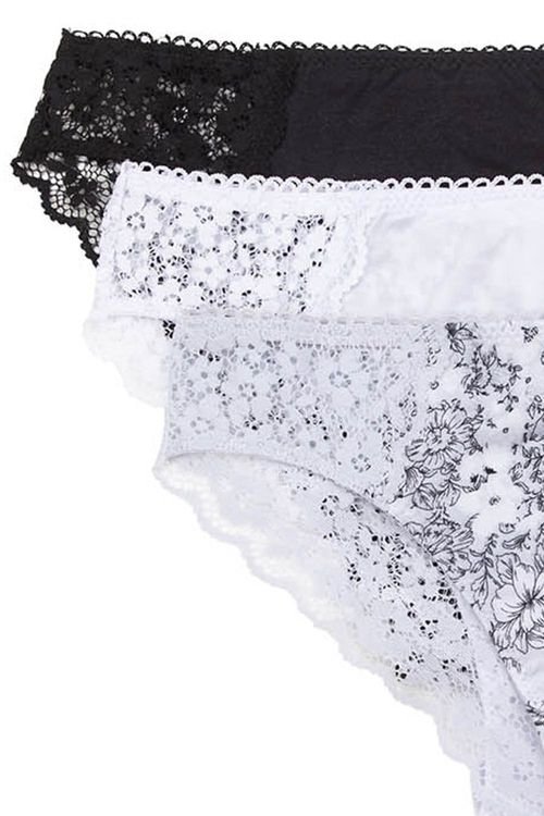 Panty tipo hipster en encaje y microfibra paquete x3