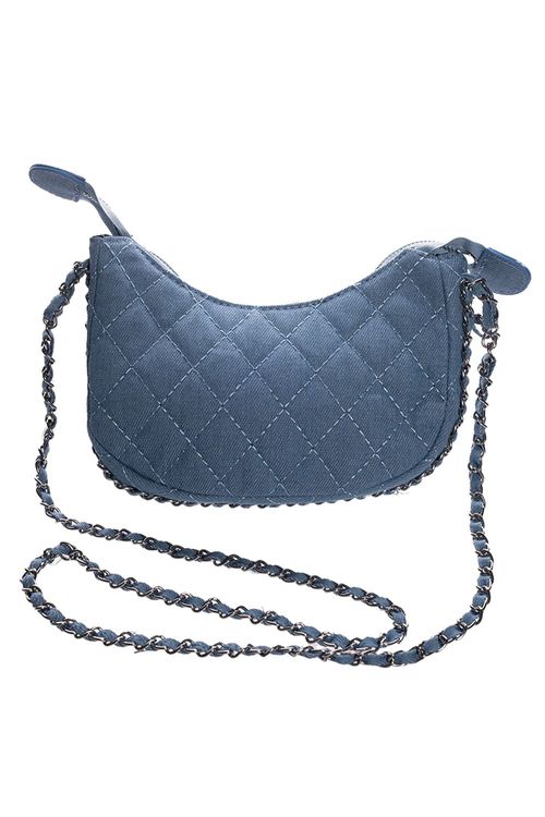 Bolso en material tipo denim con cadena