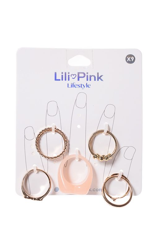 Set de anillos dorados x9 unidades