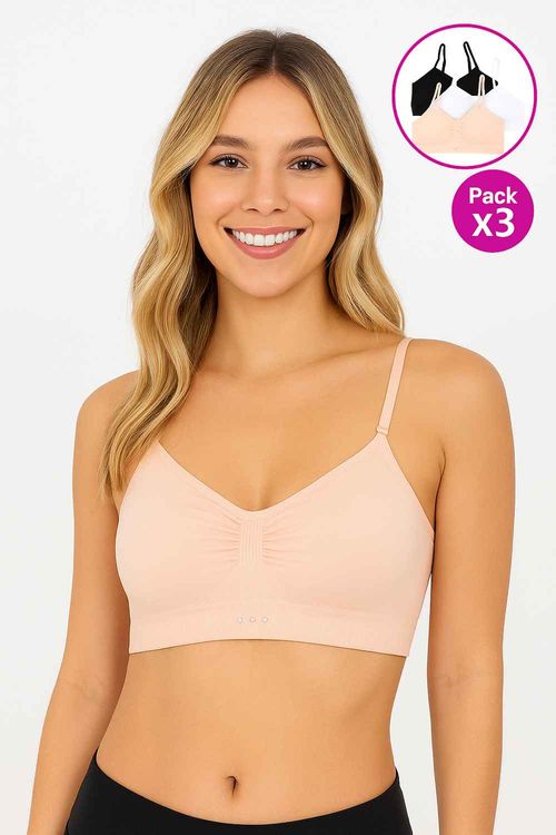 Paquete x3 top con copa sin costuras laterales