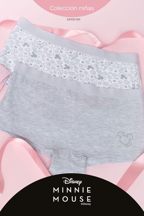 Boxer en algodón para niña coleccion Minnie paquete x2
