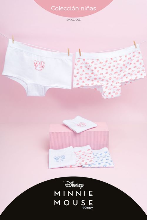 Boxer para niña en algodón coleccion Minnie paquete x2