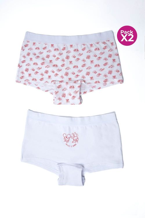 Boxer para niña en algodón coleccion Minnie paquete x2