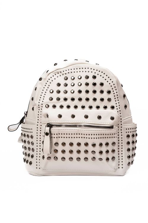 Bolso tipo morral mediano metalizado con bolsillos internos
