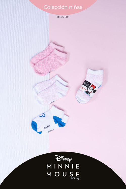 Paquetería x3 medias tipo talonera algodón niñas disney