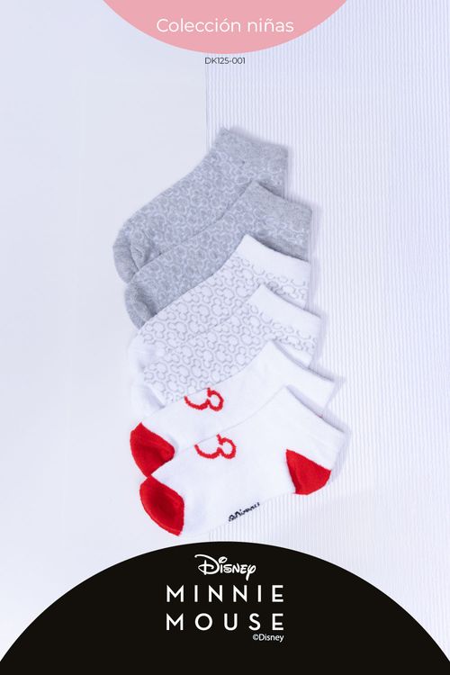 Paquetería x3 medias tipo talonera algodón niñas disney