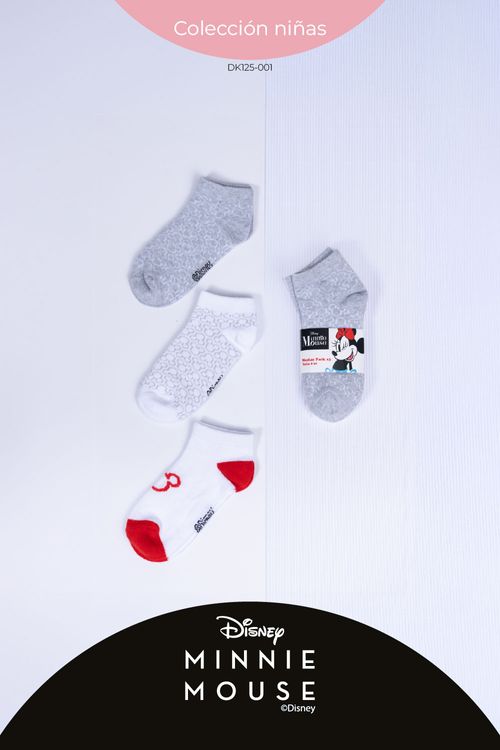 Paquetería x3 medias tipo talonera algodón niñas disney