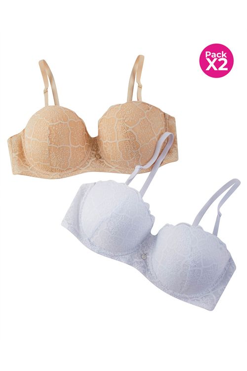 Brasier strapless paquete x2 en encaje