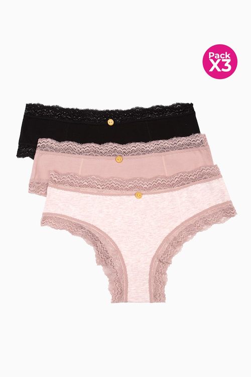 Panty hipster paquete x3 en encaje