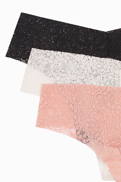 Panty paq x3 hipster encaje con corte lasér