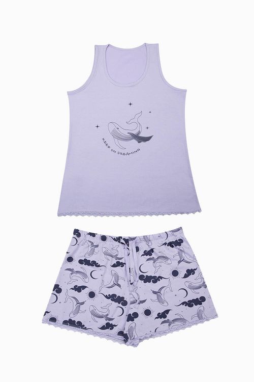 Pijama conjunto manga sisa en algodón