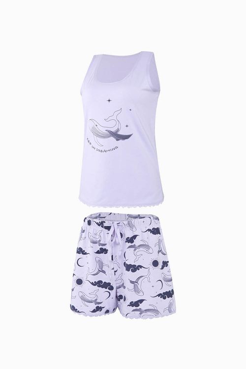 Pijama conjunto manga sisa en algodón