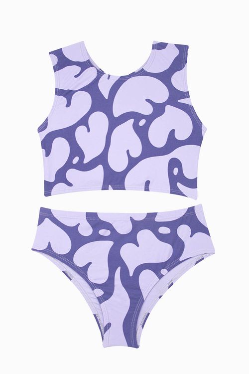 Vestido de baño tipo tankini en microfibra para niña