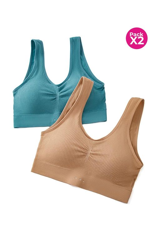 Tops tipo seamless con copas paquete x2