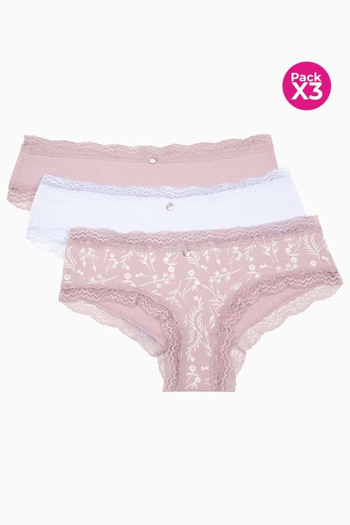 Paquete x3 panty algodón encaje