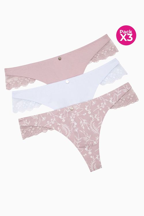 Panty tipo brasilera paquete x3 en algodón