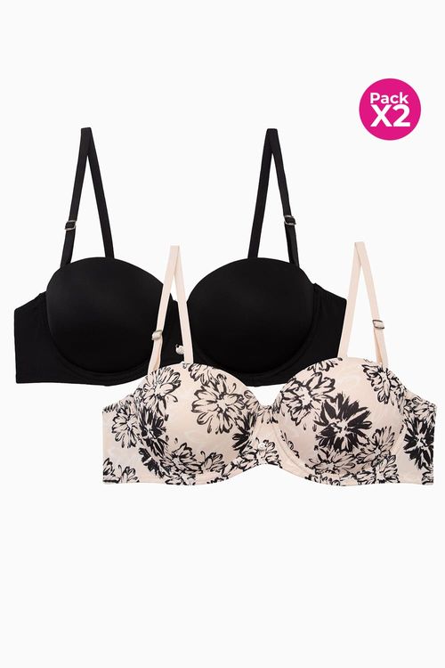 Brasier estilo strapless paquete x2 en microfibra