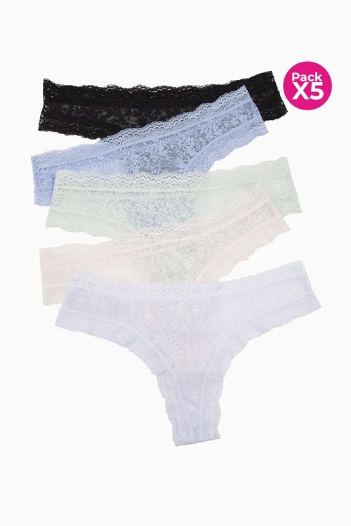 Panty tipo brasilera paquete x5 en encaje
