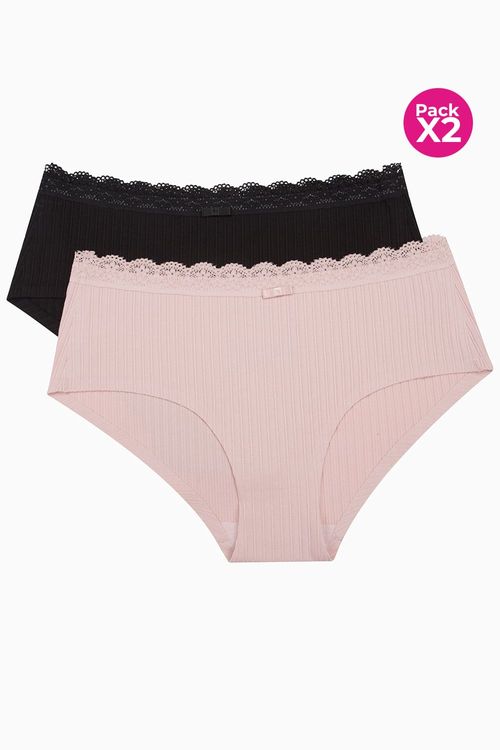 Panty tipo hipster paquete x2 en algodón