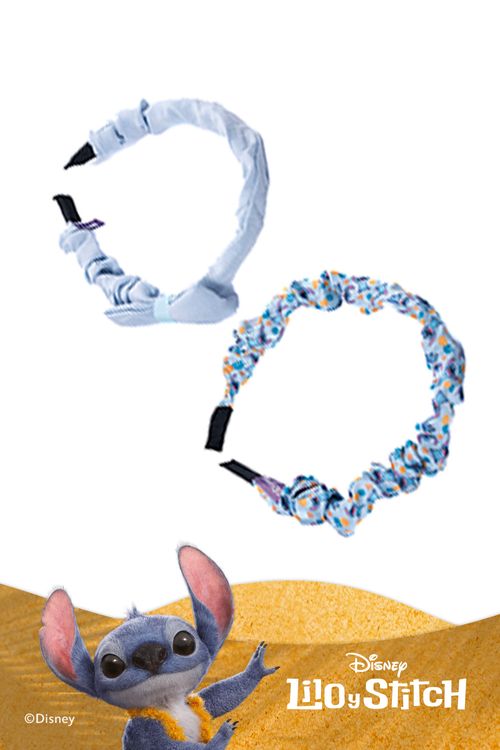 Set de diademas x2 unidades diseño de stitch en tonos pastel