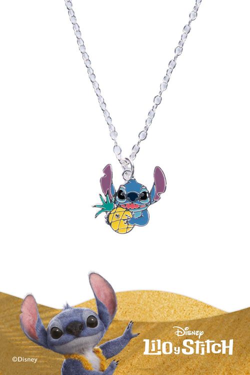 Collar con baño en plata con diseño de stitch