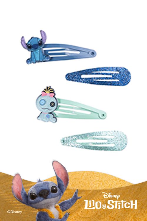 Set de hebillas x4 unidades diseño de stitch