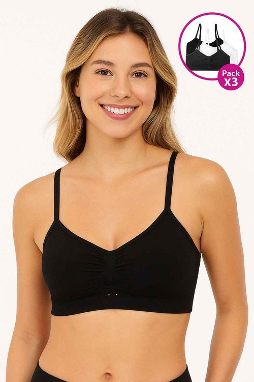 Top paquete x3 tipo seamless en poliamida