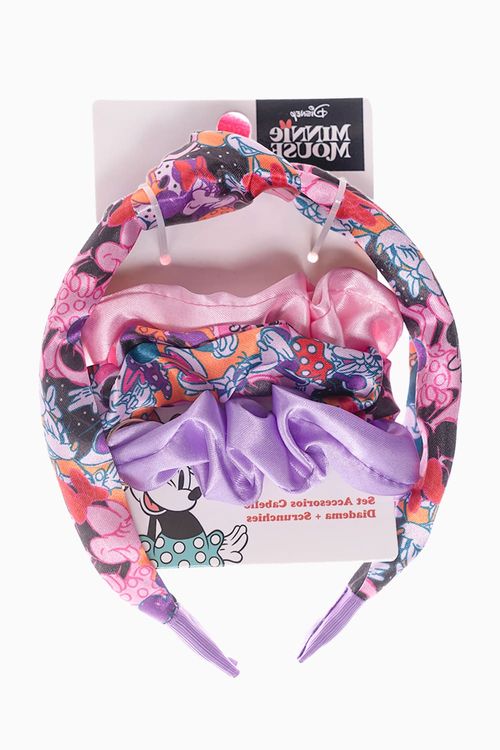 Set accesorios cabello diadema + scrunchies minnie mouse