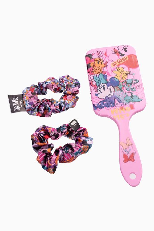 Set cepillo capilar + scrunchies minnie mouse