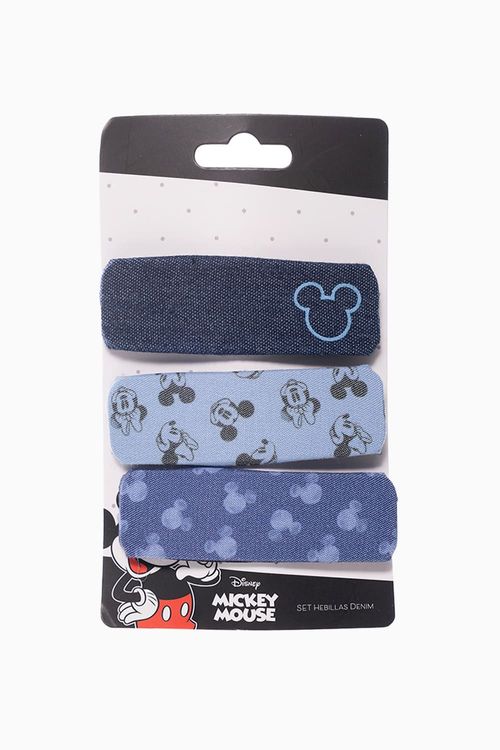 Set hebillas denim x3 unidades mickey mouse