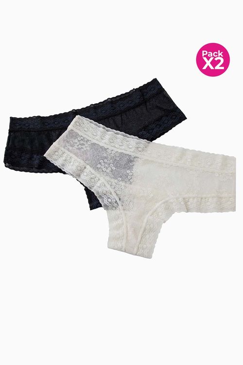 Panty tipo brasilera confeccionado en malla paquete x2