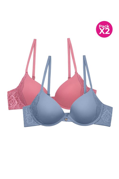 Brasier paquete x2 en microfibra y encaje