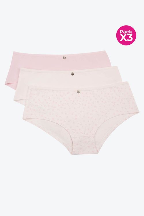 Paquete x3 panty hípster en algodón suave