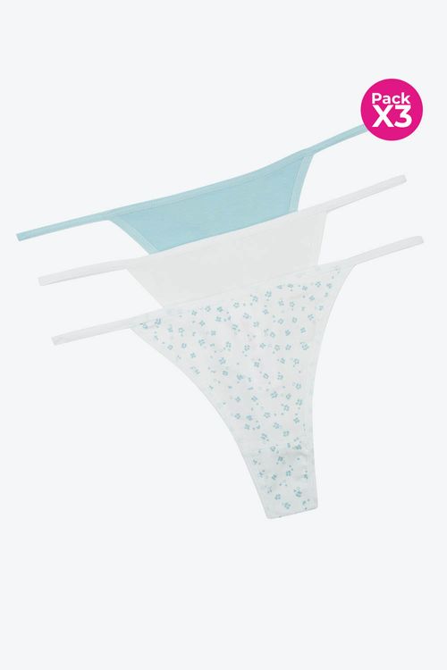 Brasilera con talle bajo en algodón paquete x3